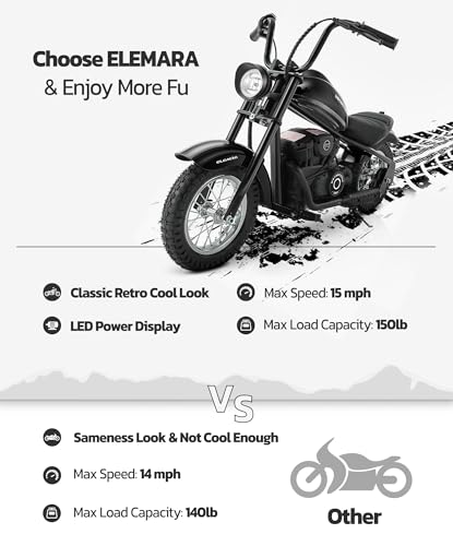 ELEMARA Electric Dirt Bike Kids 15mph 150lb Max Black