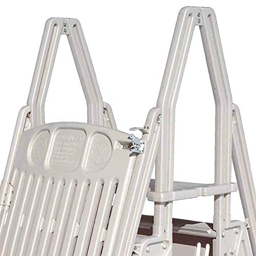 Vinyl Works GE Deluxe Adjustable A Frame Above Ground Pool Ladder w/Gate Tan