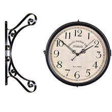 UWYTGF Wall Clock Art Clock Outdoor Garden Clocks, Station Clock Double-Sided Hanging Clock Wall Clock Retro Vintage Station Clock Outdoor Clocks for Patio - Vintage Clock Wall Deco,h