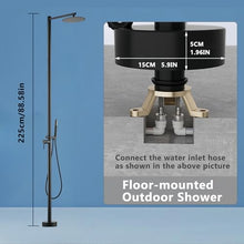 Freestanding Outdoor Shower - Outside Drench Shower for Backyard Garden/Swimming Pool/Beach Courtyard - Outdoor Shower Column with 10" Rain Shower Head and Handheld, Matte Black