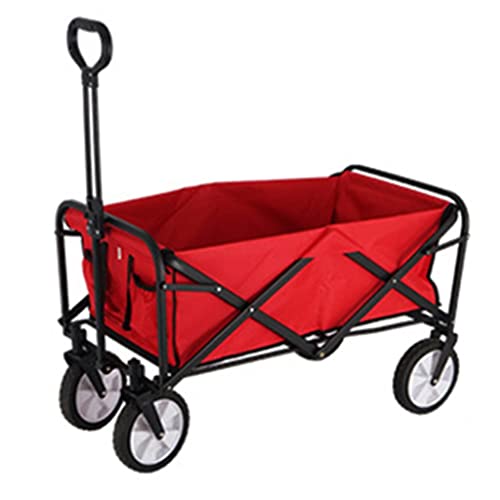 WAFEOGK Portable Utility Wagon Home Garden Cart with Storage Basket Folding Camping Outdoor 4 Wheels Beach Trolley