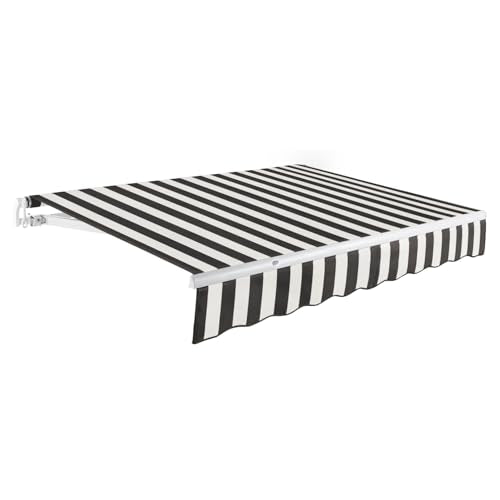 Awntech 8' Maui Manual (8' x 6.5') Retractable Patio Awning, Black/White Stripe