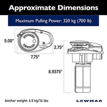 Lewmar V700 12V Vertical Windlass for 1/4" G4 Chain, 700 lbs Pull, 316 Stainless Steel, IP67 Rated, Multi