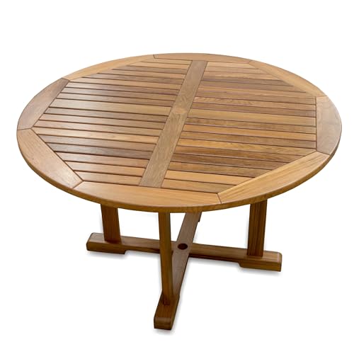 Whitecap Teak 60051 Teak Round Dining Table with Umbrella Hole