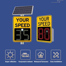 Solar Radar Speed Limit Sign, 20"x28"Radar Feedback Sign, IP65 Waterproof, 500m Visibility Distance, Radar Speedometer for Highways & Streets