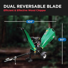 All Power America APWC460E Woodchipper Mulcher, 16HP JD Engine 460cc Gas Powered Chipper Shredder 2000 RPM Double Edge Blades 6" Feed, 6.2 inch Electric Start, Green/Black