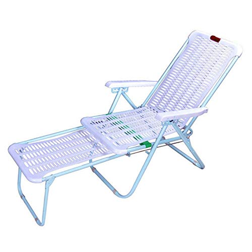 Renovation House Plastic Recliner Folding Sun Lounger Outdoor Leisure Home Beach Chair Lunch Break Chair Garden Lounger Garden Furniture (Color : As Shown Size : 174x46cm)