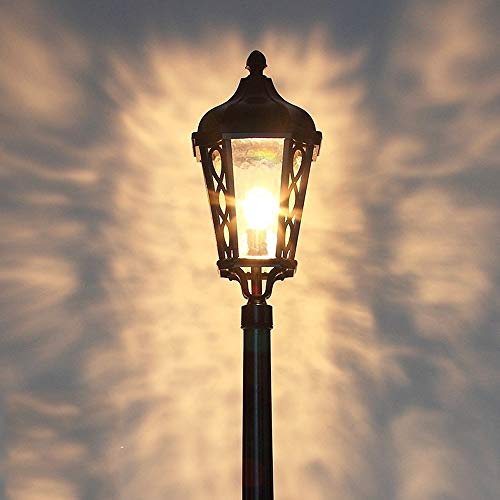 Outdoor Floor Lamp Outdoor Waterproof Aluminum Floor Lamp Outdoor Floor Lamp for Courtyard, Patio, Garden, Driveway or Decoration | Black Light Pole with Clear Glass Panels, L
