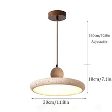 MVNOIRE Natural Stone Round 11.8in Pendant Light Nordic Cream Style Dining Room Hanging LED Source Three Color Dimmable Lamp for Living Bedroom Study