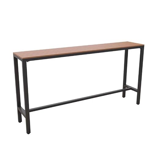 JOSOGO 2-Piece Outdoor Bar Height Table and Stools Set, Waterproof Wood Tabletop & Rust-Proof Metal Bar Chairs, Easy Assembly Bistro Furniture for Patio Cafe(A,260 * 40 * 105)