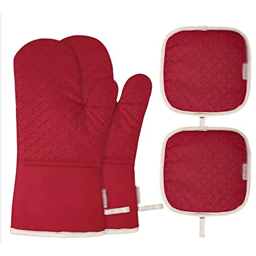 UOHLCX HBJWOV Set Of Oven Mitt And Heat Resistant Pot Holder Pad Protective Gloves The Goods For Kitchen