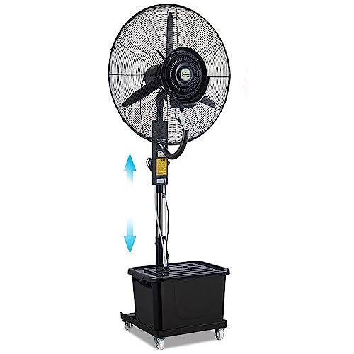 Cooling Fan with Mist, 90° Oscillating Misting Fan, Adjustable Height Pedestal Fan with 11 Gallon Tank, Outdoor Garden Backyard Fans