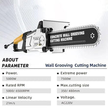 GenSDH Electric Concrete Chain Saw with Wet Water Supply for Dust Removal,Cuts Concrete,Steel Bars,Marble,Includes Single & Double Chain for Versatile Use,350Mm