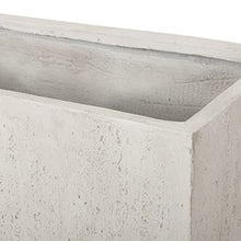 Vanessa Outdoor Modern Medium Cast Stone Rectangular Planters (Set of 2), White