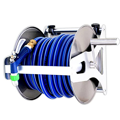 JKSVTF Portable/Wall Hose Reel Set, Outdoor Hose Holder Storage, Heavy Duty Garden Hose Reel with Flexible 2/1" PVC Rubber Hose, Home Hose Storage Solution,10m (35m)