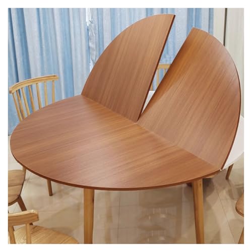 ZDJZMGZ Foldable Round Table Top Extender - 4 to 6.5 ft Collapsible Banquet Table Board, Teak Finish, Ideal for BBQ, Garage, Garden, Deck (5.2 ft Diameter)