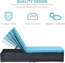 UOPYNE 2 PCS Sunbathing Beach Chaise Lounge Chair Outdoor, All-Weather PE Rattan Patio Chaise Lounge Chair Pool Chairs, Patio PE Wicker Outdoor Lounge Chairs, Wicker Poolside Lounge Chair