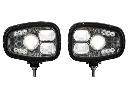 Buyers Products 1312000 Universal LED Heated Snow Plow Lights, 2500 Lumen High Beam, 1200 Lumen Low Beam, Tempered Glass Lens, Die Cast Aluminum Housing, 6 Pin Connector, Plow Headlights for Trucks