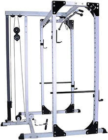 Deltech Fitness Heavy Duty Squat Rack with LAT Attachment 1000 lb Capacity