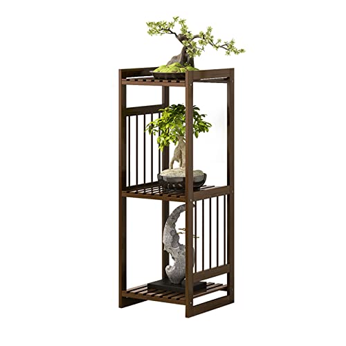 MENGKK Plant Stands Living Room Bedroom Floor Type Plant Rack Indoor Balcony Restaurant Flower Shelf Cloakroom Pot Stand(Brown M 31x31x98cm)