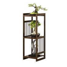 MENGKK Plant Stands Living Room Bedroom Floor Type Plant Rack Indoor Balcony Restaurant Flower Shelf Cloakroom Pot Stand(Brown M 31x31x98cm)