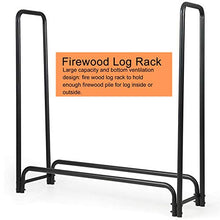 LFSDFJ Outdoor 4 Ft Firewood Rack Fireplace Log Holder,Large Heavy Duty Iron Lumber Storage Holder,Kindling Log Carrier,for Patio/Deck,Tall 123cm,Black