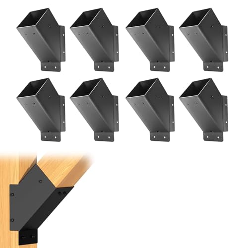 LQSYBHD Pergola Accessories Black 45 Degree Angle Support Bracket Corner Bracket Heavy Duty Pergola Bracket for Gazebo Deck Porch Trellis Support Bracket Kit (Size:8pcs)