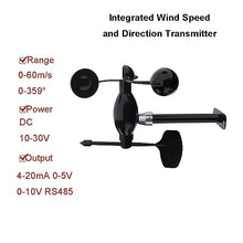 JRCKJPJAZ Integrated Wind Speed and Direction Sensor Transmitter RS485 4-20ma for Environmental Protection(0-10v Output,Model 1)