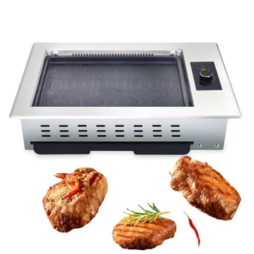 DFTWJMA Electric Grill for Korean BBQ Restaurants, Infrared Smokeless Commercial BBQ Machine,Large Capacity Grill Pan,Easy-Clean Design