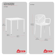 Costaelm Kitchen & Dining Room Sets, 5 piece Dining Table Set, Breakfast Coffee Bar Table and Chairs of 4, Stackable Dining Side Chair, Patio Bistro Deck Furniture, White