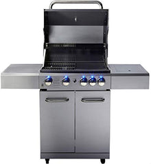 MCP Island Grills Stainless Steel Propane or Natural Gas BBQ Grill, with 5 Burners, Rotisserie, Side Burner, and Free Protective Cover