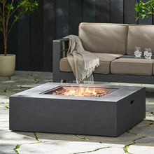 Merax 40-inch Modern Square MGO Propane Fire Pit Table, 50,000 BTU Outdoor Patio Heater with Exterior Tank Hookup, Concrete Firepit, Dark Grey