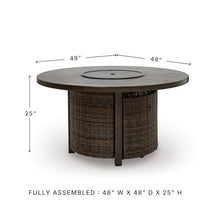Signature Design by Ashley Outdoor Fire Pit Table, Round Wicker Propane