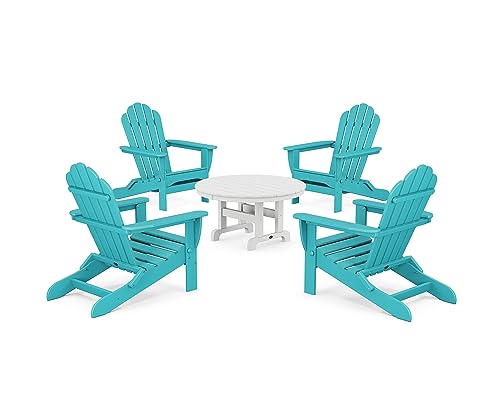 Trex Outdoor Furniture 5-Piece Monterey Bay Folding Adirondack Chair Conversation Group Aruba