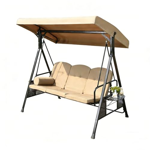 Outdoor Patio Porch Swing with Adjustable Canopy, 2-in-1 Convertible Porch Swings Glider Chair with High-Strength Composite Springs, for Backyard Lawn Garden Park
