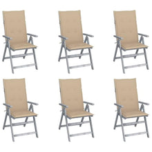 HGFDVCMR 6 Pc Patio Reclining Chair Set with Cushions Acacia Wood