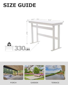 AXMOLM HDPE Outdoor Bar Height Patio Table, 54” All-Weather Outdoor High Top Tall Pub Rectangular Bar Table for Balcony, Backyard, Garden,Lawn (White, Bar Table)
