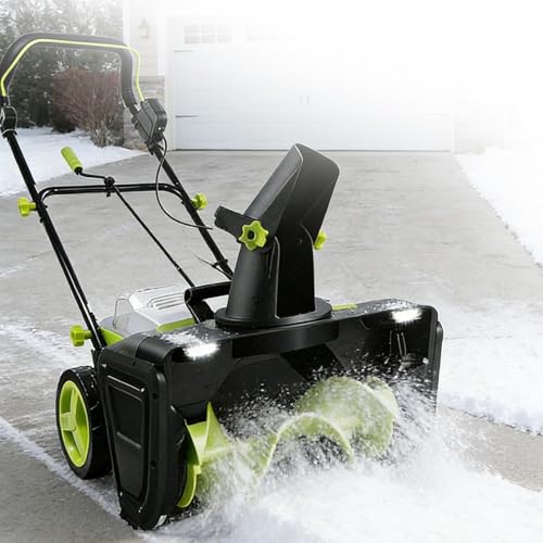 zhenmaster Cordless Electric Snow Shovel, Lithium-Ion Snow Thrower with Two Batteries, Offers 180° Rotating Chute & 20-Inch Clearing Width for Versatile Snow Discharge On Porches and Gardens