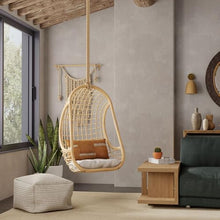 KOUBOO Grid Rattan Hanging Chair, Indoor Hanging Egg Chairs, Swings, Hammock Chairs with Stands for Patio, Bedroom, Adjustable Height Resistant, Natural