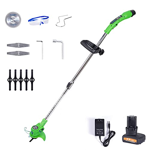 Electric Lawn Mower, 12V Battery Powered Portable Rotary Electric Lawn Mower, Lightweight Rechargeable Telescopic Garden Lawn Mower Household Weeding
