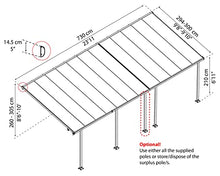 Palram - Canopia Feria 10' x 24' Patio Cover Canopy Awning, Gray/Clear
