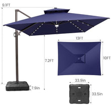 OROTLECT 13' X 10' Patio Lighted Cantilever Umbrella, Base Included