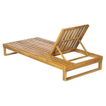 Merax 4-Piece Teak Finish Acacia Wood Chaise Lounge with 4-Inch Dark Grey 2-Fold Cushion Set, 4-Position Adjustable Outdoor Patio Lounger with Flat Side Surface, for Poolside