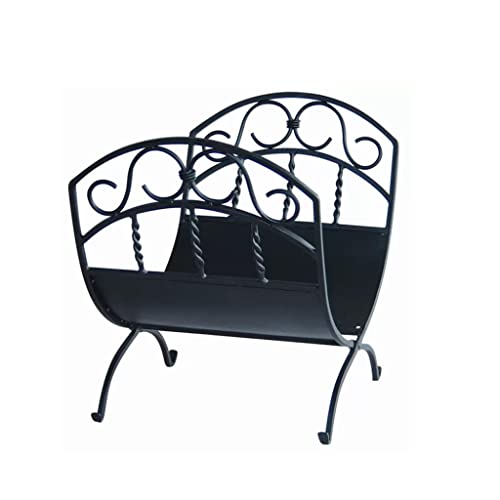 EliteBloom Firewood Storage Rack Floor to Ceiling Black Wood Firewood Storage Storage Shelf Home Folding Firewood Display Rack,