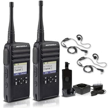 Motorola Solutions DTR700 Digital 2-Way Radio with 2 x HKLN4604 PTT Earpieces