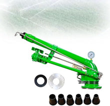 2" Farm Irrigation Spray Gun, Farm Irrigation Sprinkler, with Pressure Gauge and Replacement Nozzle Set, 360° Large-Area Watering Spray, Spraying Radius 29-57m, for Farmland Garden, Dust Removal