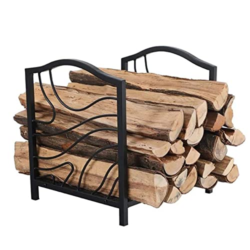DJVHSRI Metal Firewood Log Holder Black Solid Wrought Iron Firewood Rack Garden Wood Storage Living Room Fireplace Log Burner Accessories,