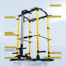 ToughFit Power Cage 1000lbs Squat Rack with Weights and Bar Set Black&Yellow