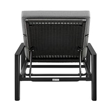 Armen Living Grand Modern Adjustable Metal and Wicker Outdoor Patio Chaise Lounge Chair Black