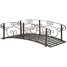 6' Metal Arch Garden Bridge with Safety Siderails, Arc Footbridge for Backyard Creeks, Streams, Ponds, Bronze